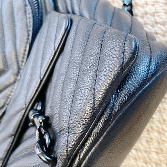 NWOT Rebecca Minkoff Edie Quilted Leather Mini Backpack | Black - Picture 4 of 9
